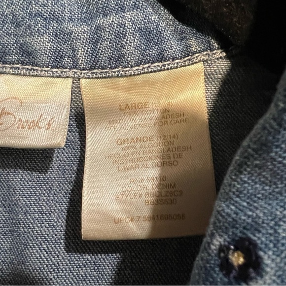 Bobbie Brooks denim jean vest shirt embroidered collar button down L. - Picture 8 of 14